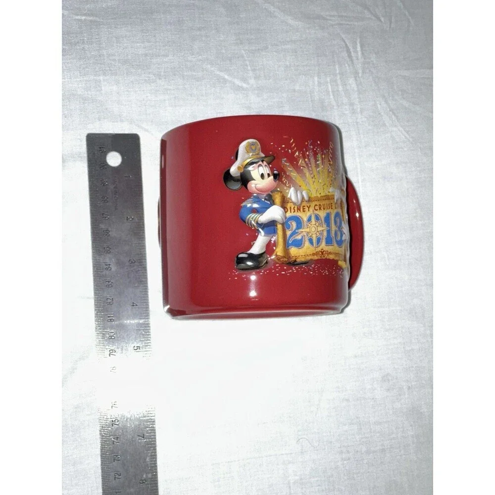 Disney Cruise Line Coffee Mug Cup 2013 Mickey Mouse Donald Duck Maroon